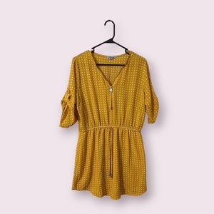 Yellow Polka Dot Maxi Zip-Up Dress